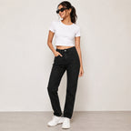 Women's Black Relaxed Fit Denim Jeans-3
