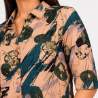 Women's Green Abstract Print A-Line Tunic Top-4