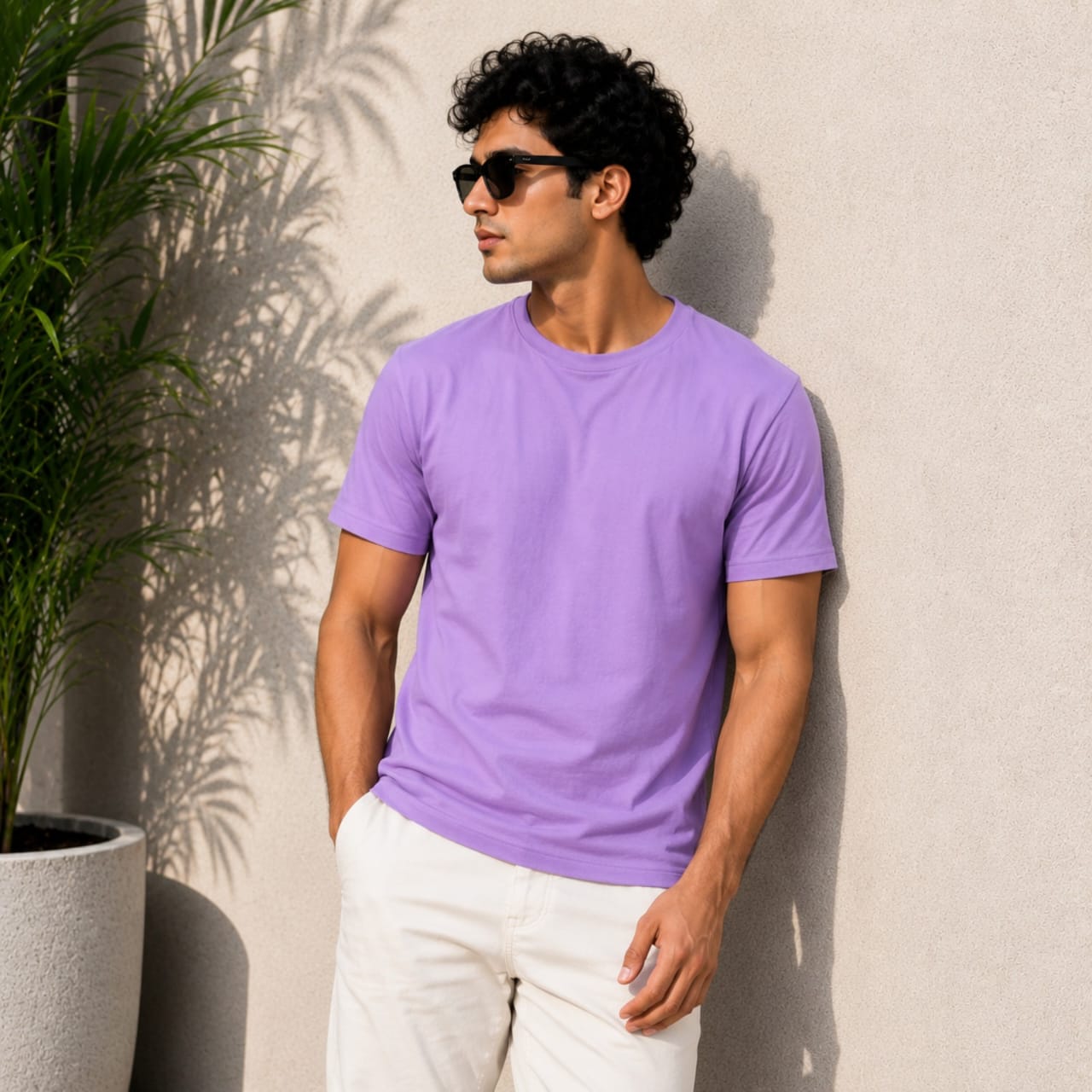 Men's Pastel Lavender Essential Casual T-Shirt-1