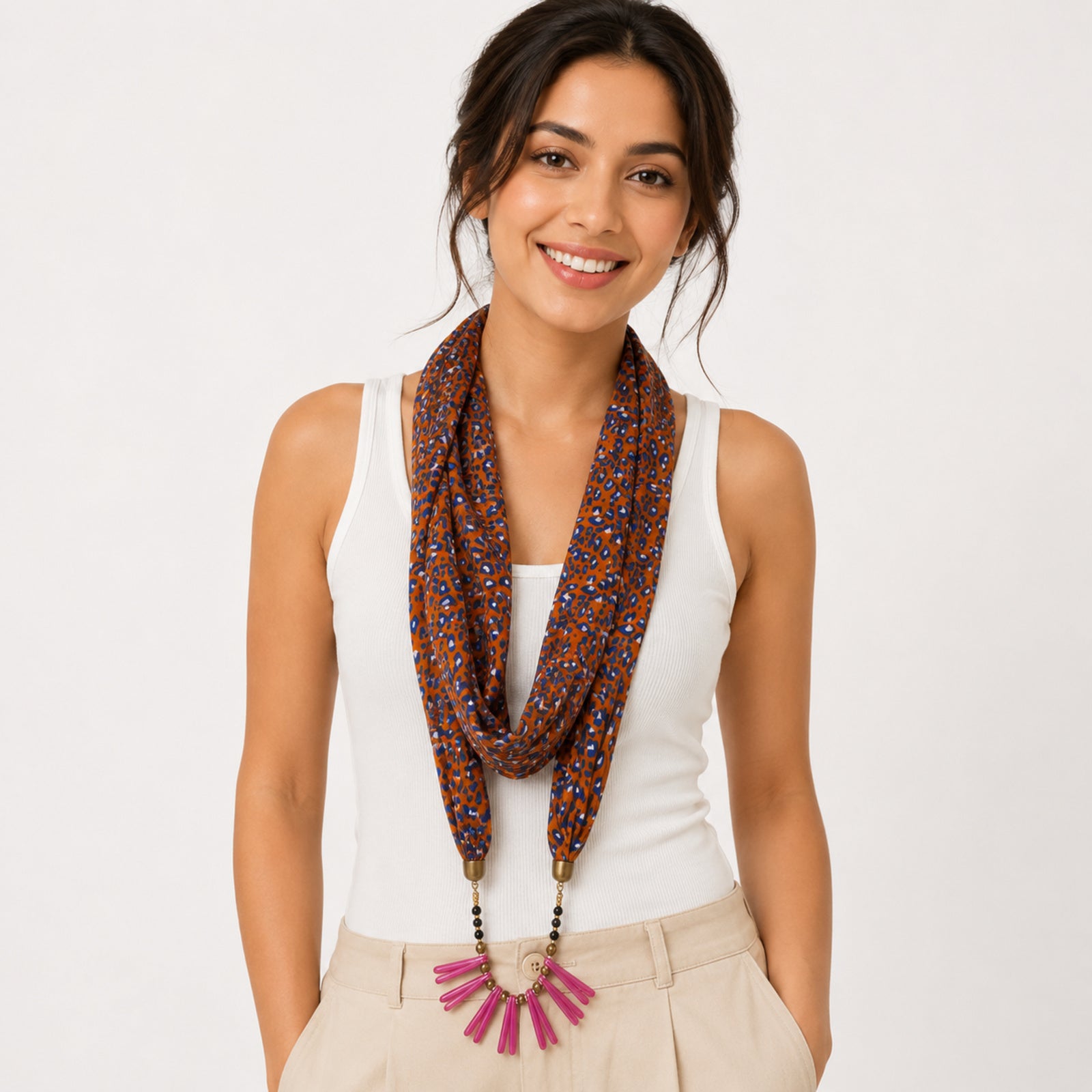 Women's Animal Print Fashion Scarf Necklace-4