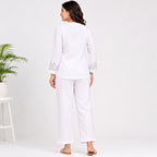Women's Elegant White Embroidered Co-ord Kurta Set-4