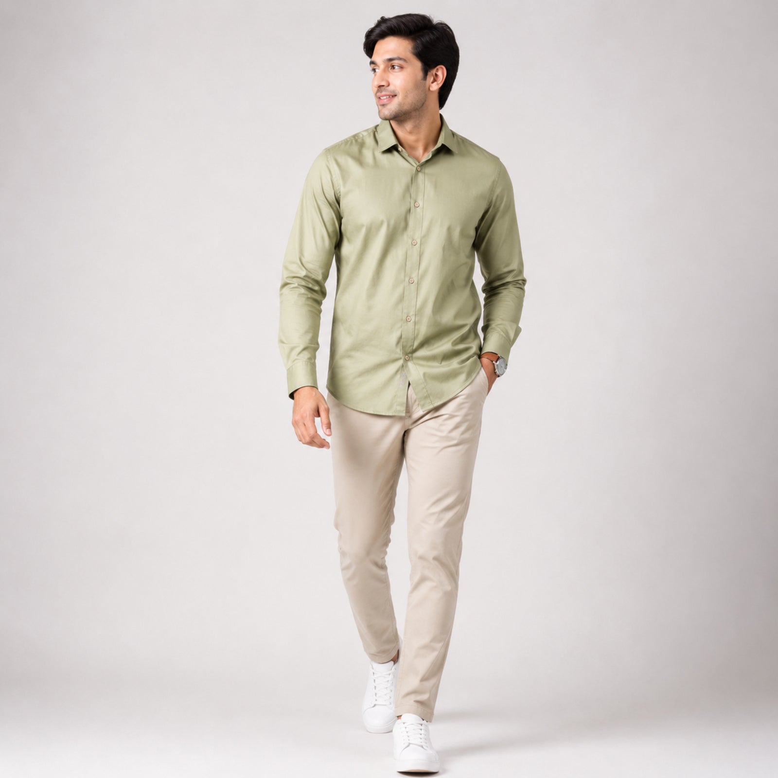 Men's Sage Parrot Green Premium Formal Shirt-1