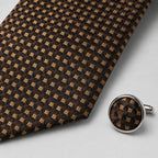 Men's Luxury Micro-Patterned Coffee Brown Silk Formal Necktie-3