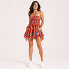 Women's Floral Print Strapless Mini Dress-1