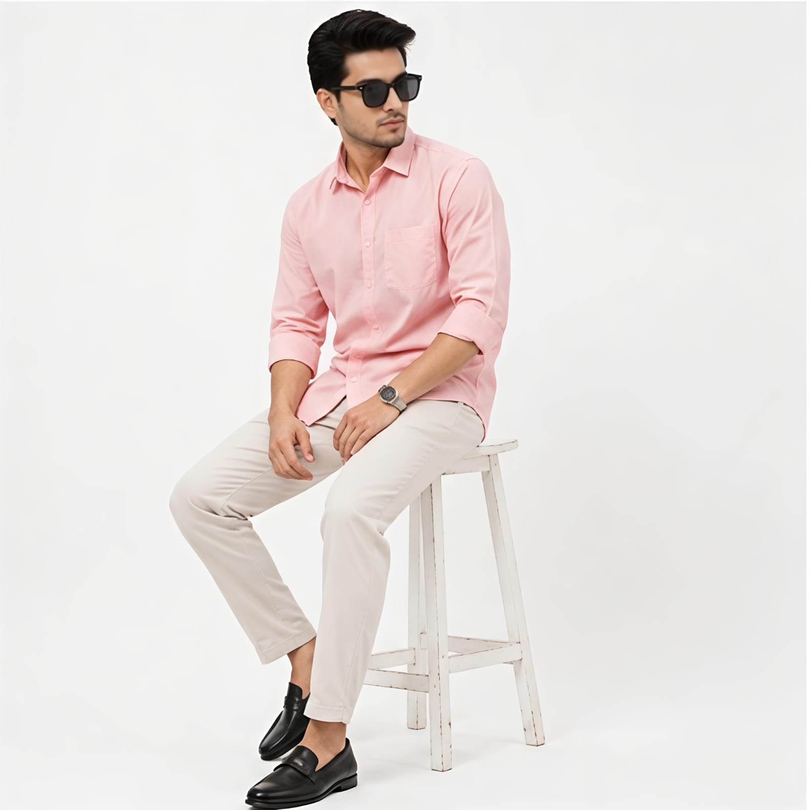 Men's Soft Blush Pink Smart Casual Shirt-2