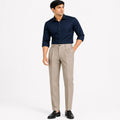 Men's Khaki Pleated Tapered Formal Trousers | Smart Fit Office Wear Pants-1