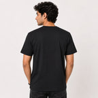 Men's Black Minimal Graphic Print Crew Neck T-Shirt-4