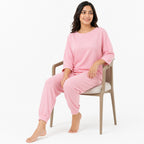 Women's Peach Relaxed Fit Top and Jogger Co-Ord Set | Solid Loungewear Two-Piece Set-2