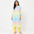 Women's Multicolor Tie-Dye Chevron Kurta Pant Set-1