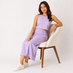 Women's Violet Sleeveless Crop Top and Maxi Skirt Co-Ord Set-3