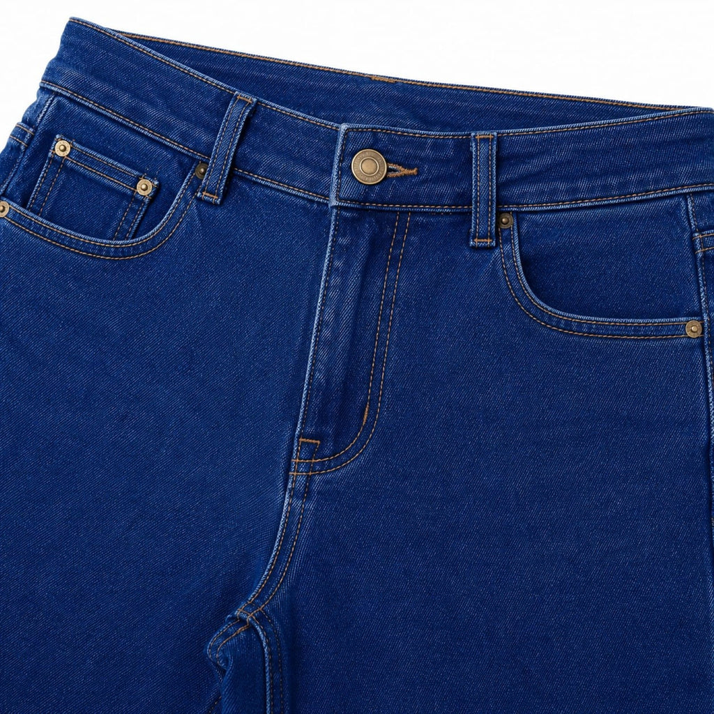 Women's Dark Blue Ultra Wide Leg Jeans | High-Rise Premium Denim-3