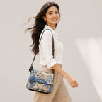 Women's Blue Floral Print Sling Bag | Elegant Crossbody Shoulder Bag for Women-3