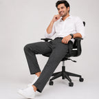Men's Charcoal Noir Relaxed Fit Formal Trousers-1