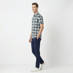 Men's Blue Checked Casual Half Sleeve Shirt-1