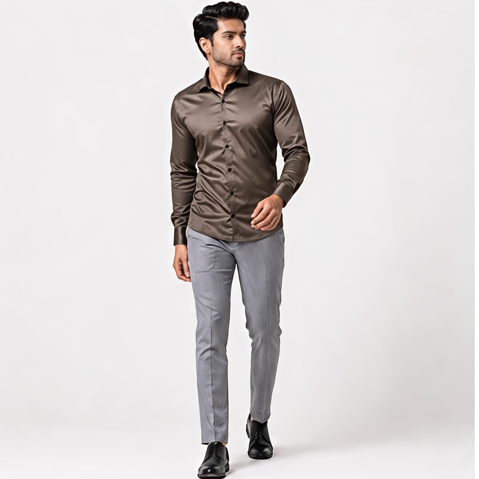Men's Golden Luxe Satin Formal Shirt-2