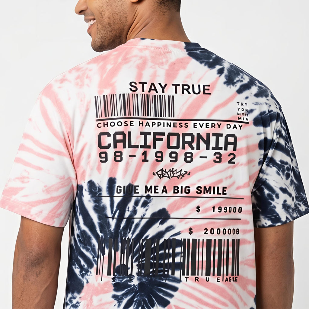 Men's California Tie-Dye Graphic Oversized T-Shirt-1