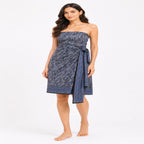 Women's Dark Grey Paisley Strapless Wrap Dress-2