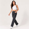 Women's Grey Washed Cargo Fit Denim Jeans-3