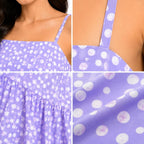 Women's Purple Polka Dot Printed Fit & Flare Knee Length Dress-3