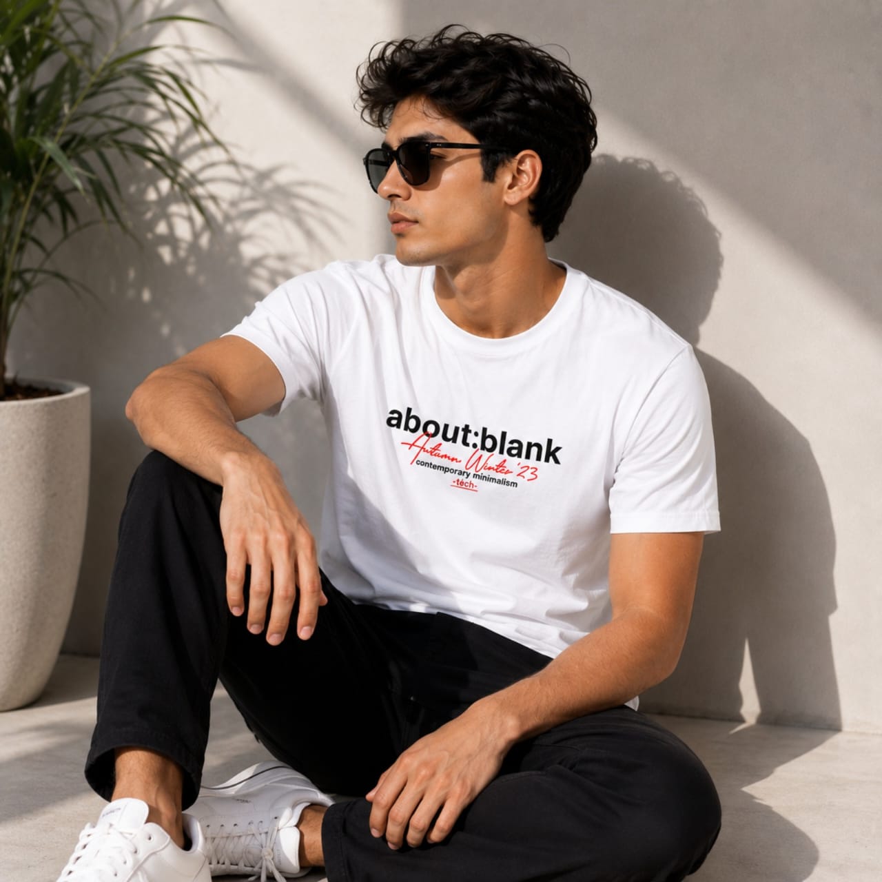 Men's Minimal White Typography Graphic T-Shirt-3
