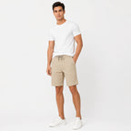Men's Beige Drawstring Casual Shorts-4
