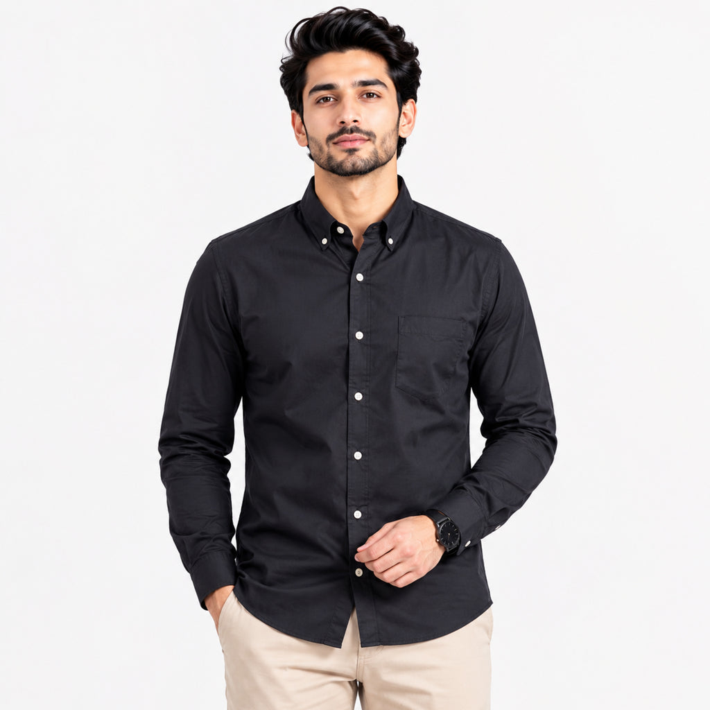 Men's Classic Grey Full-Sleeve Regular Fit Shirt-1