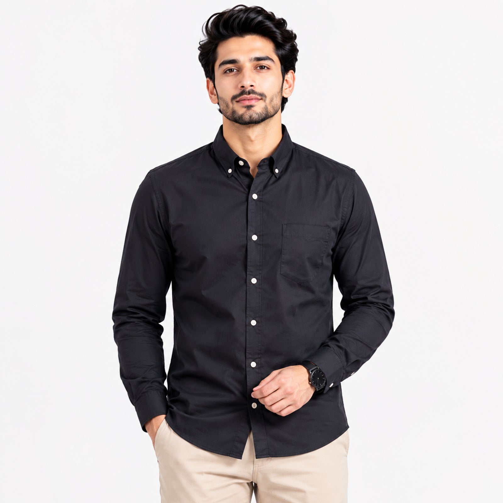 Men's Classic Grey Full-Sleeve Regular Fit Shirt-1