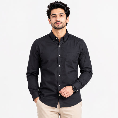 Men's Classic Grey Full-Sleeve Regular Fit Shirt-1