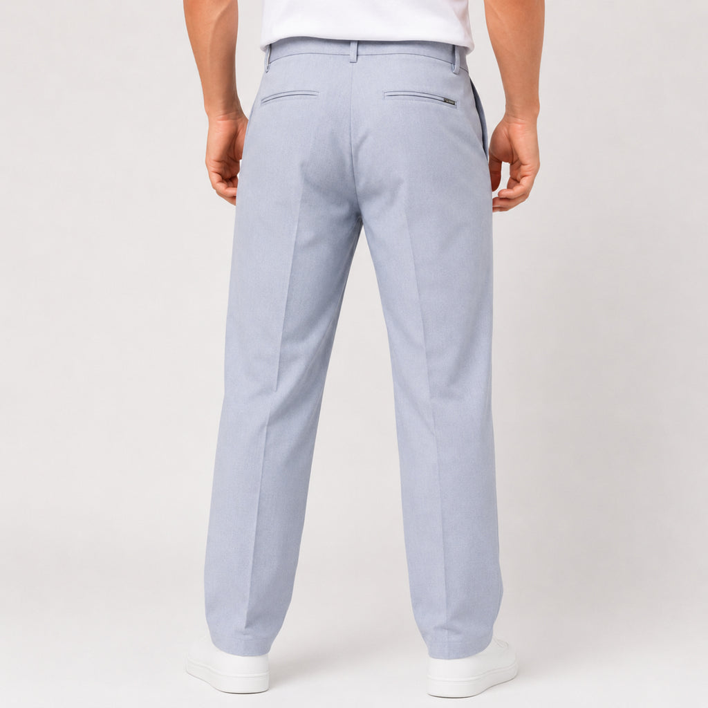 Men's Ice Blue Slim Fit Formal Trousers-3