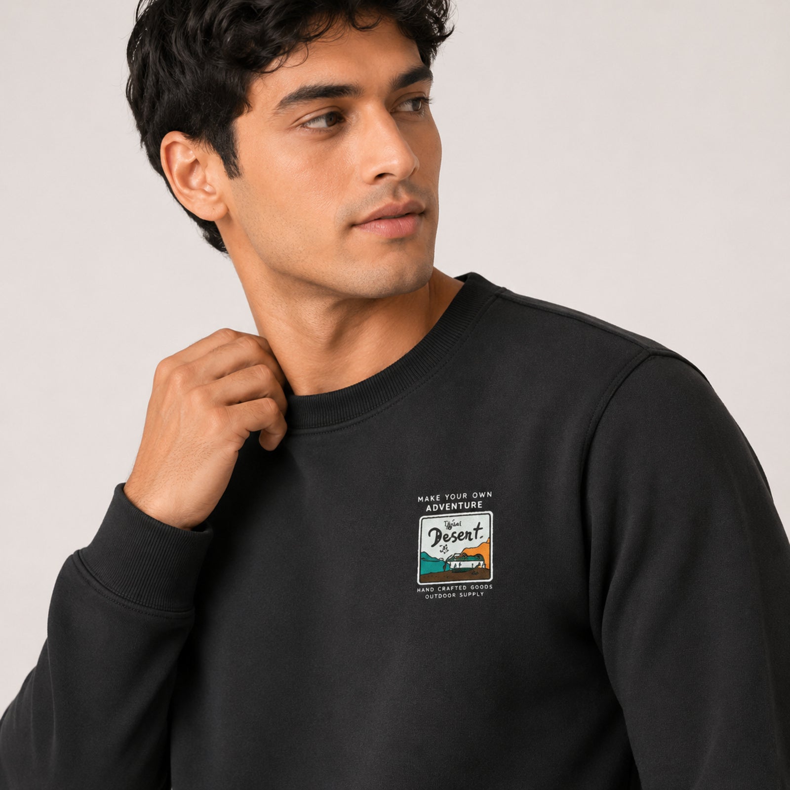 Men's Black Printed Casual Sweatshirt-3