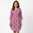 Women's Lavender Printed Casual Shift Dress-1