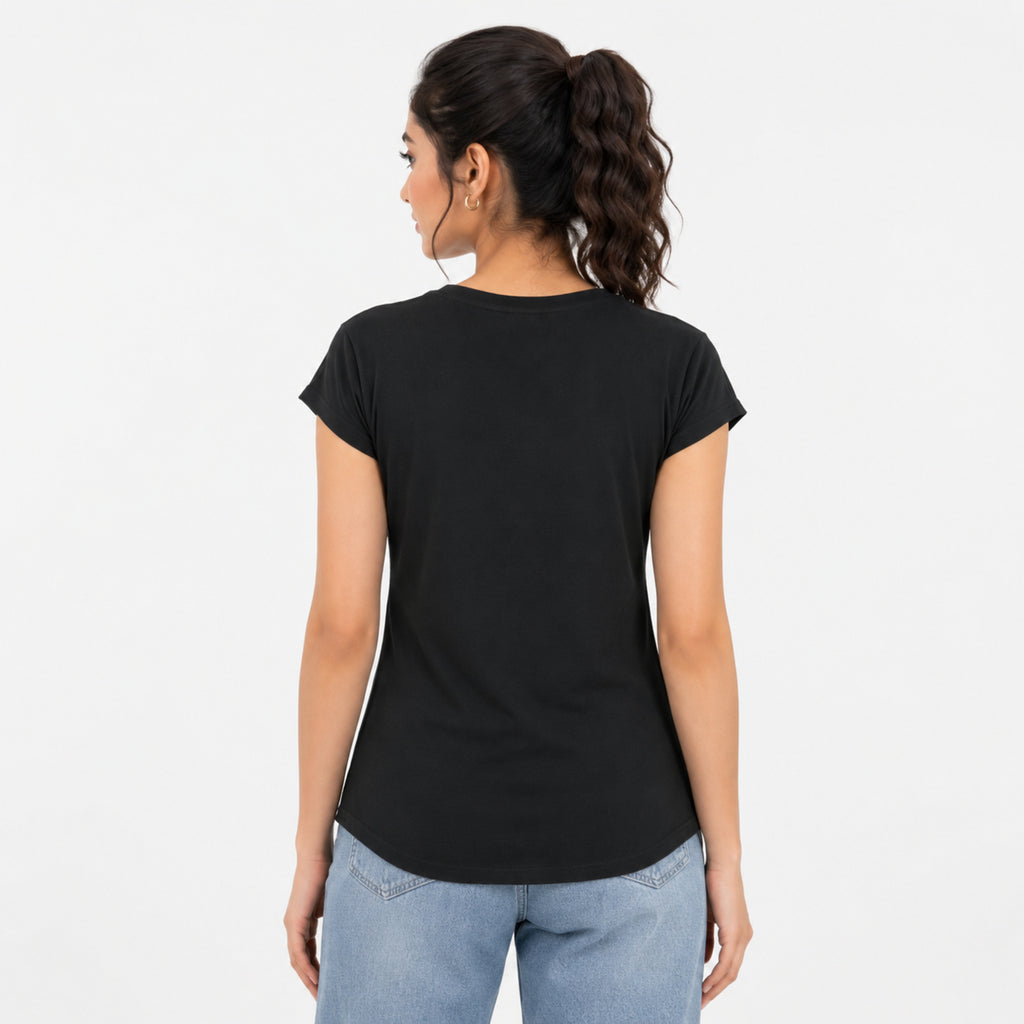 Women's Black Studded Casual Top-2