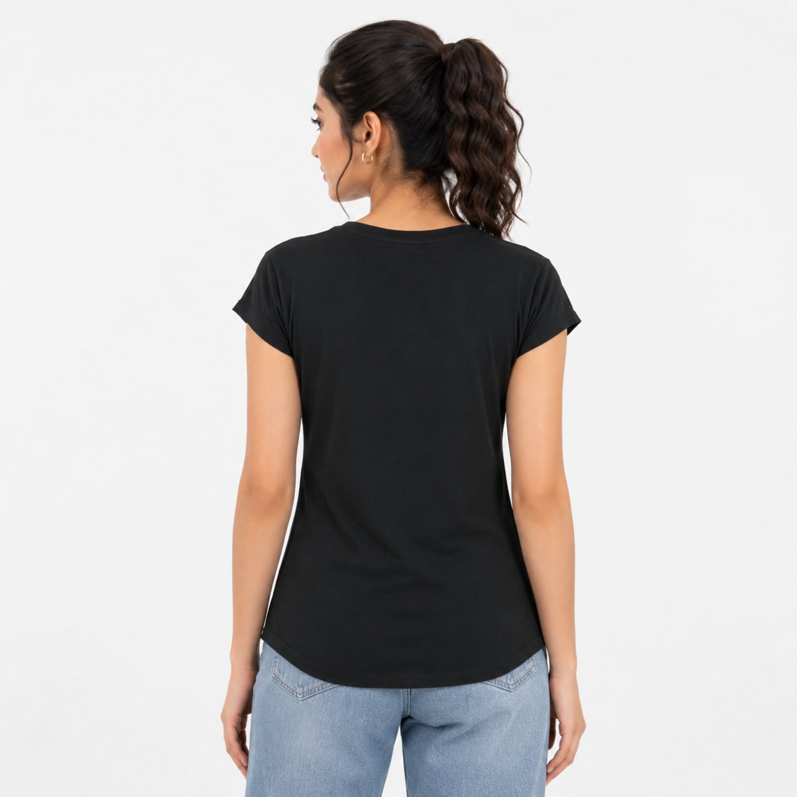 Women's Black Studded Casual Top-2
