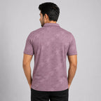Men's Pink Textured Polo T-Shirt-3