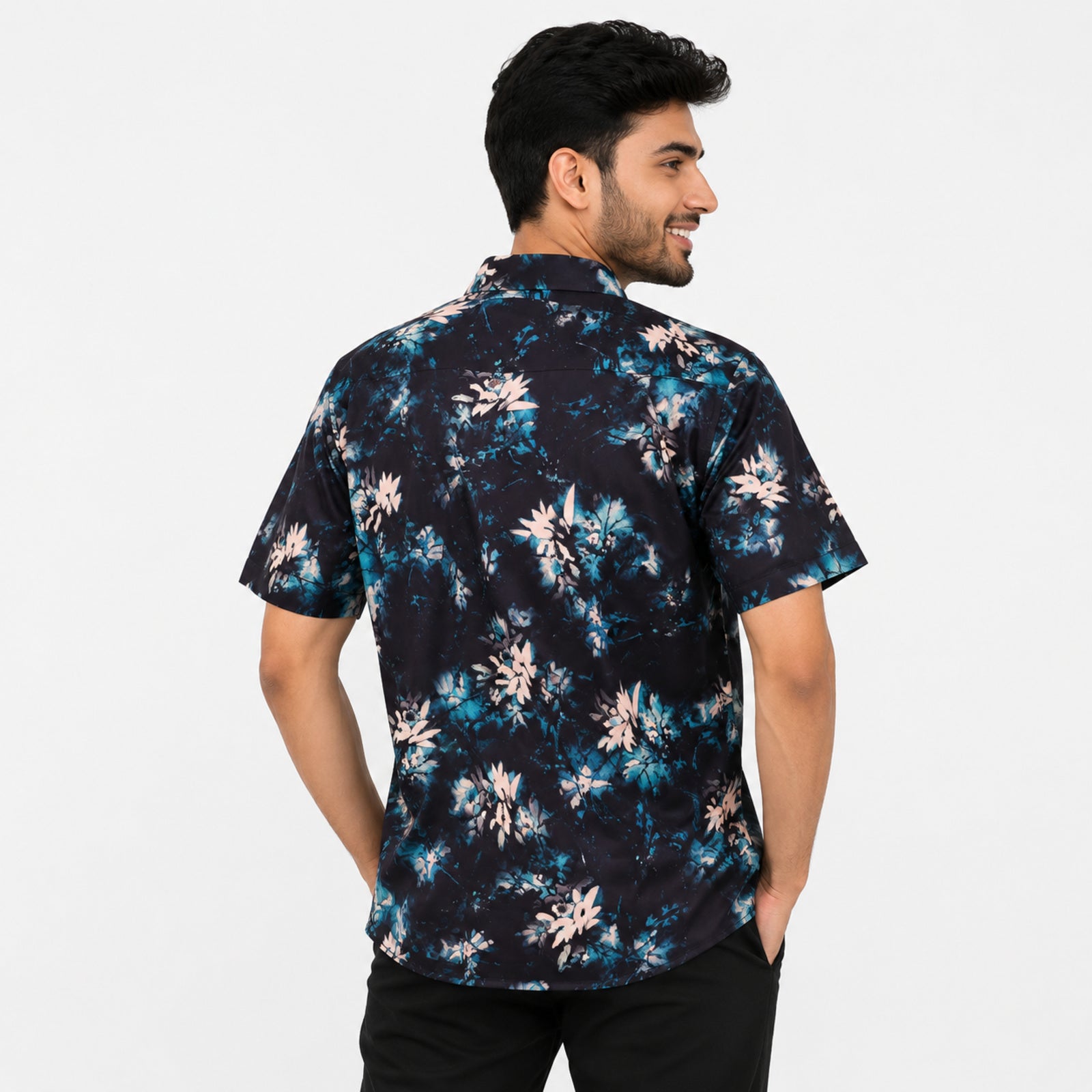 Men's Midnight Floral Print Casual Shirt-3