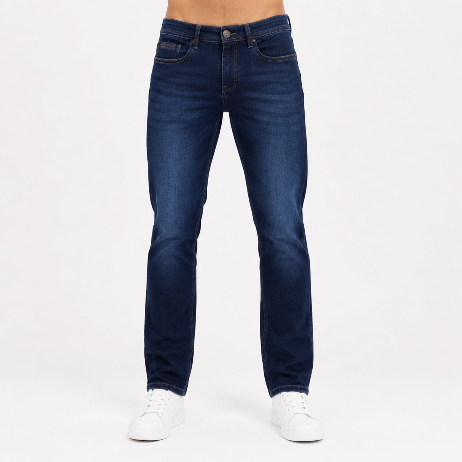 Men's Contemporary Mid Blue Slim Tapered Jeans-3