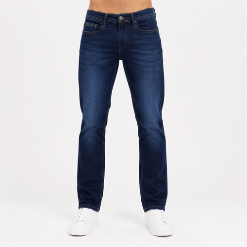 Men's Contemporary Mid Blue Slim Tapered Jeans-3