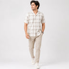 Men's Light Brown Checked Half Sleeve Casual Shirt-2