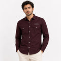Men's Vintage Wine Utility Pocket Casual Shirt-1