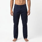 Men's Navy Blue Slim Fit Cargo Jogger Pants-2