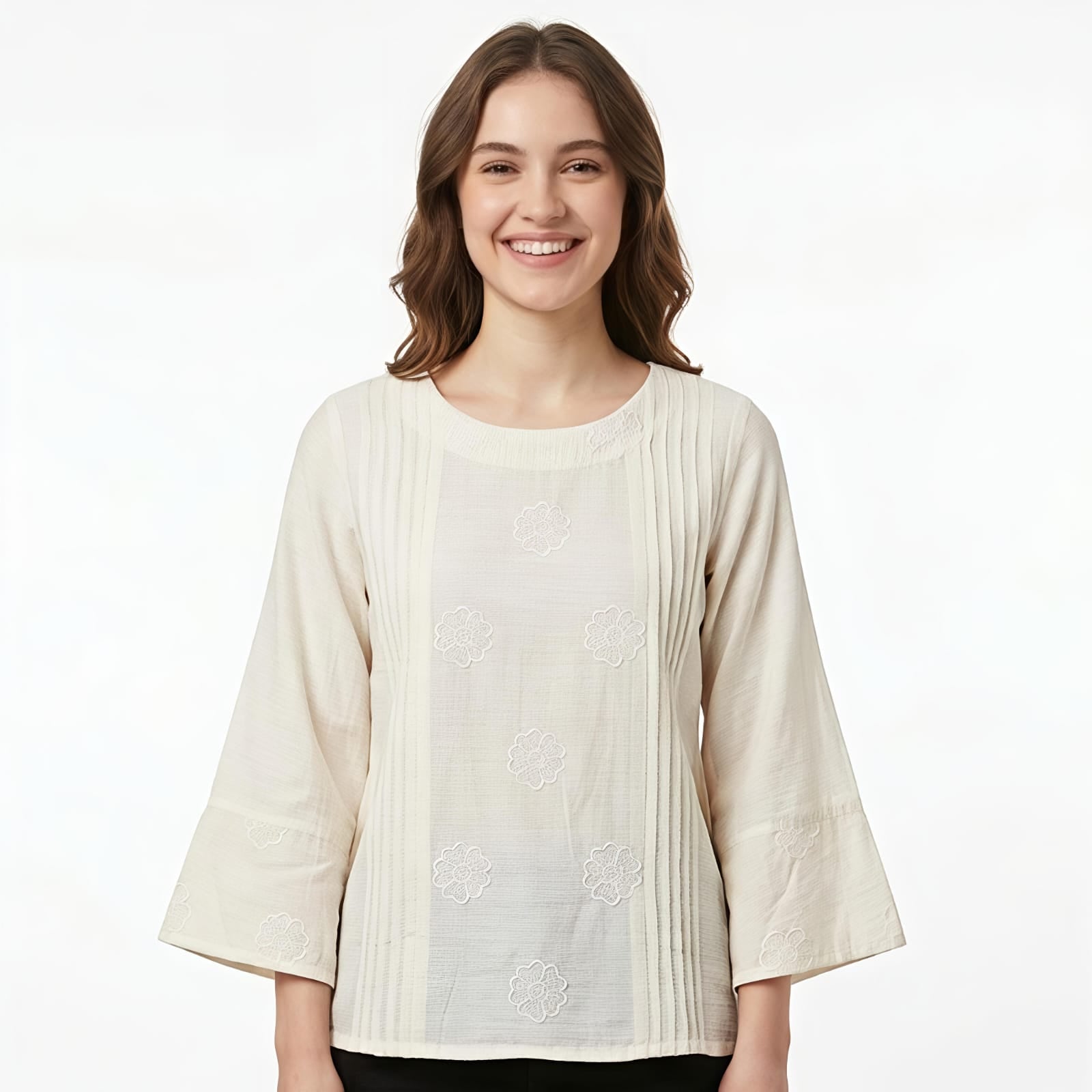 Women's White Minimal Casual Top-1