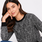 Women's Black & White Abstract Print Full Sleeve Sweatshirt-2