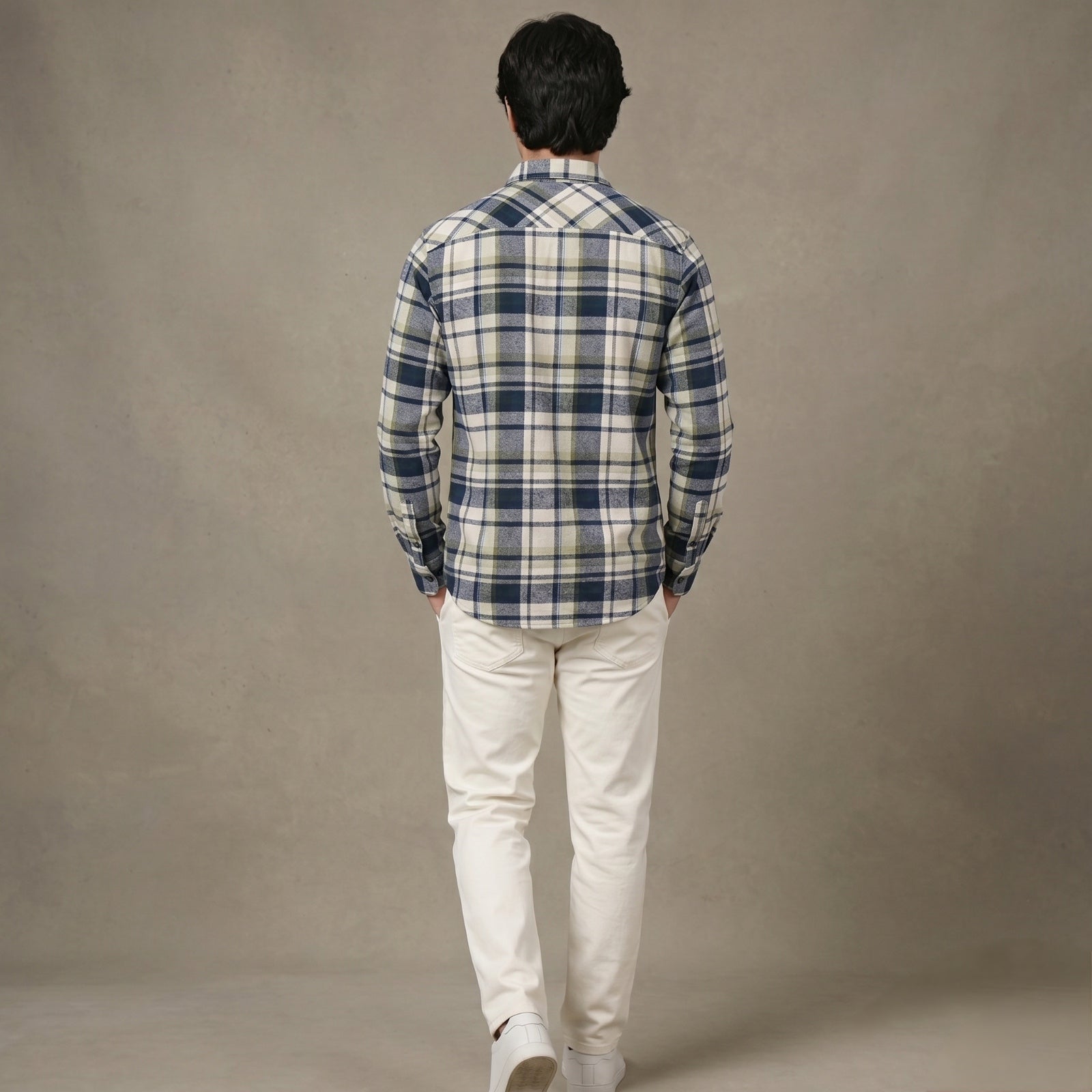 Blue Check Classic Men's Casual Shirt-3