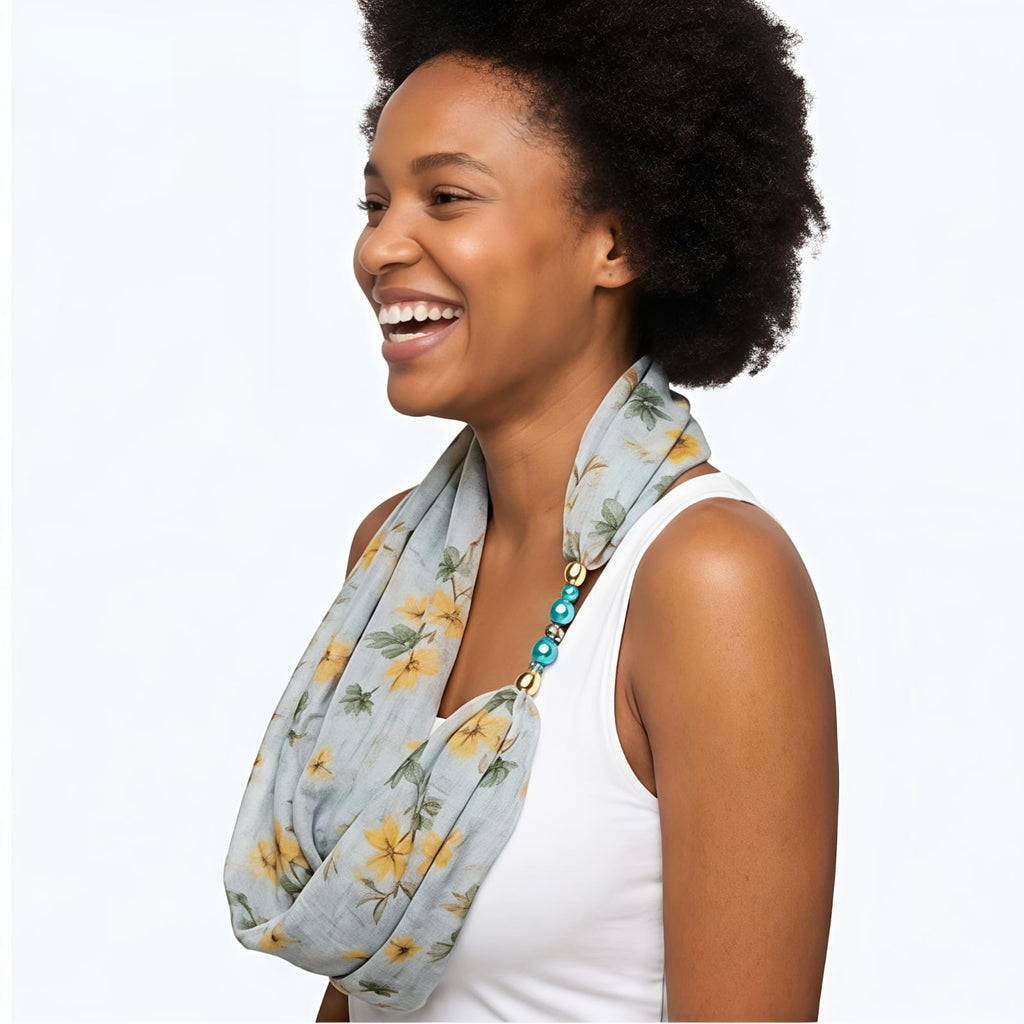 Women's Floral Printed Loop Scarf-3