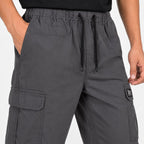 Men's Dark Grey Cargo Jogger Pants with Drawstring Waist-2