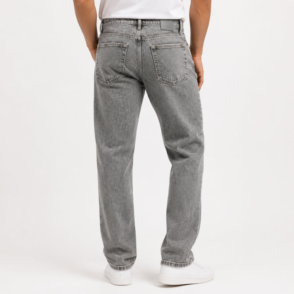 Men's Glacier Blue Straight Fit Washed Denim Jeans-2