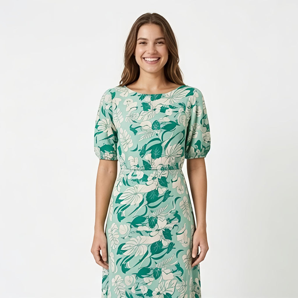 Women's Mint Floral Cut-Out Maxi Dress-1