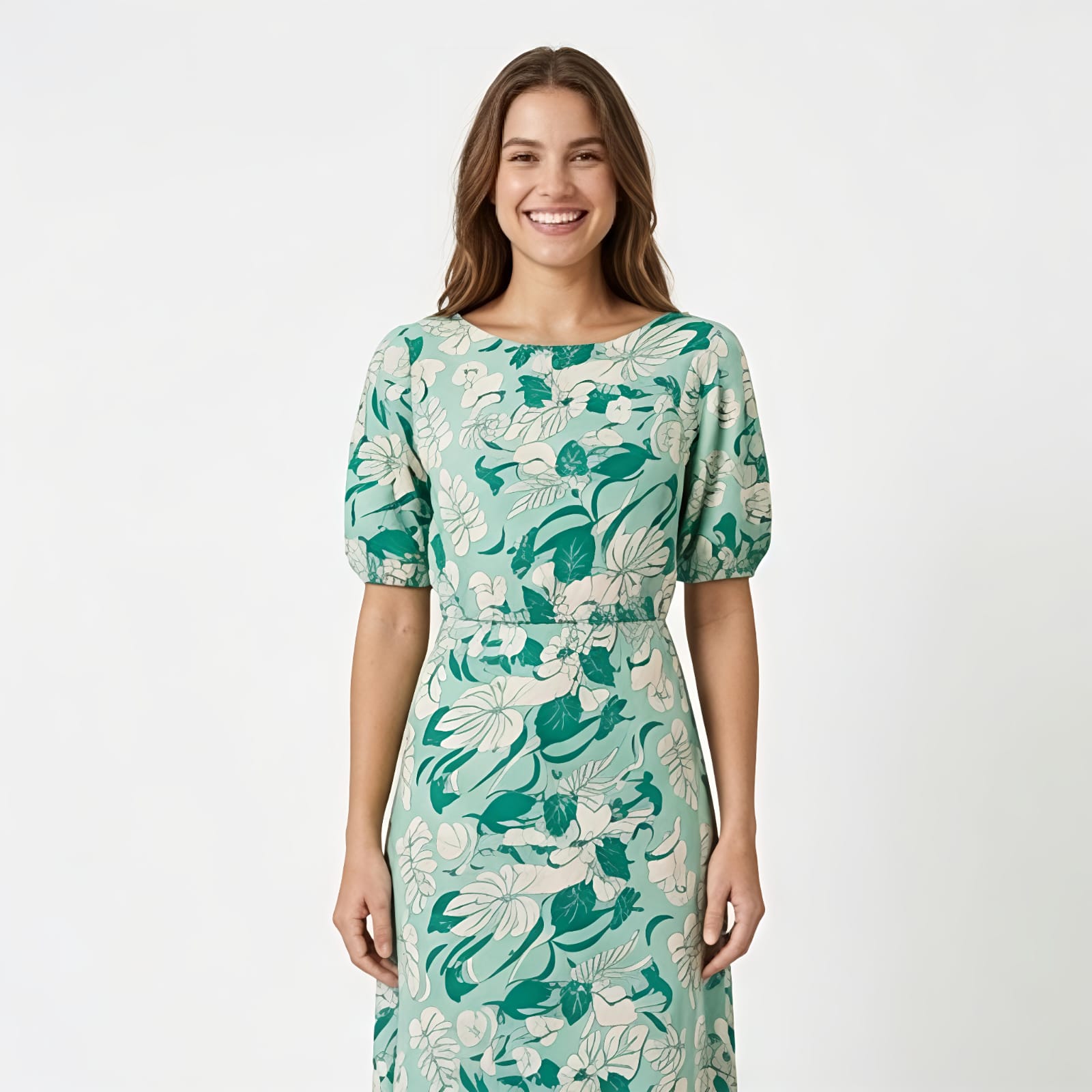 Women's Mint Floral Cut-Out Maxi Dress-1
