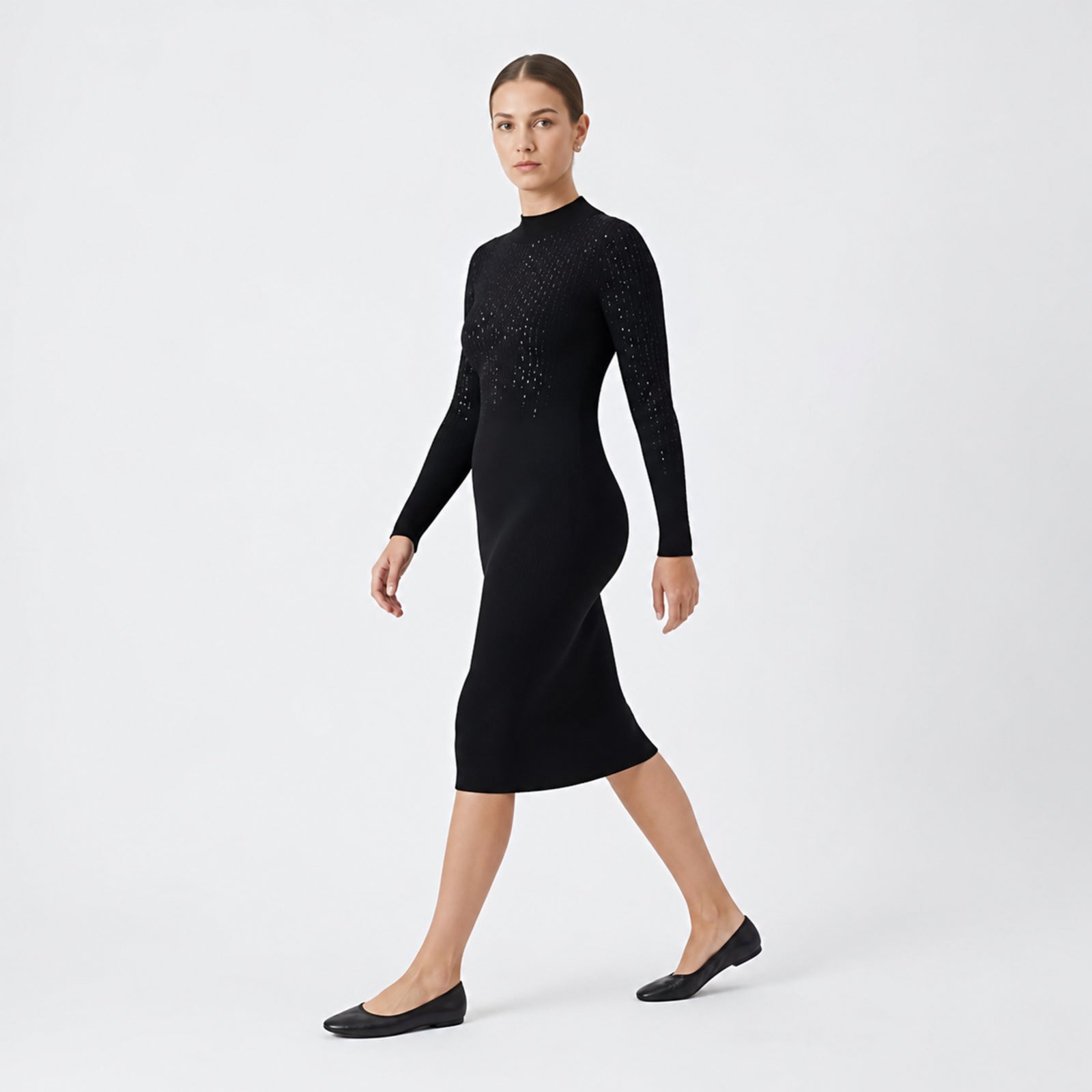 Midnight Glam Sequin Bodycon Midi Dress-4