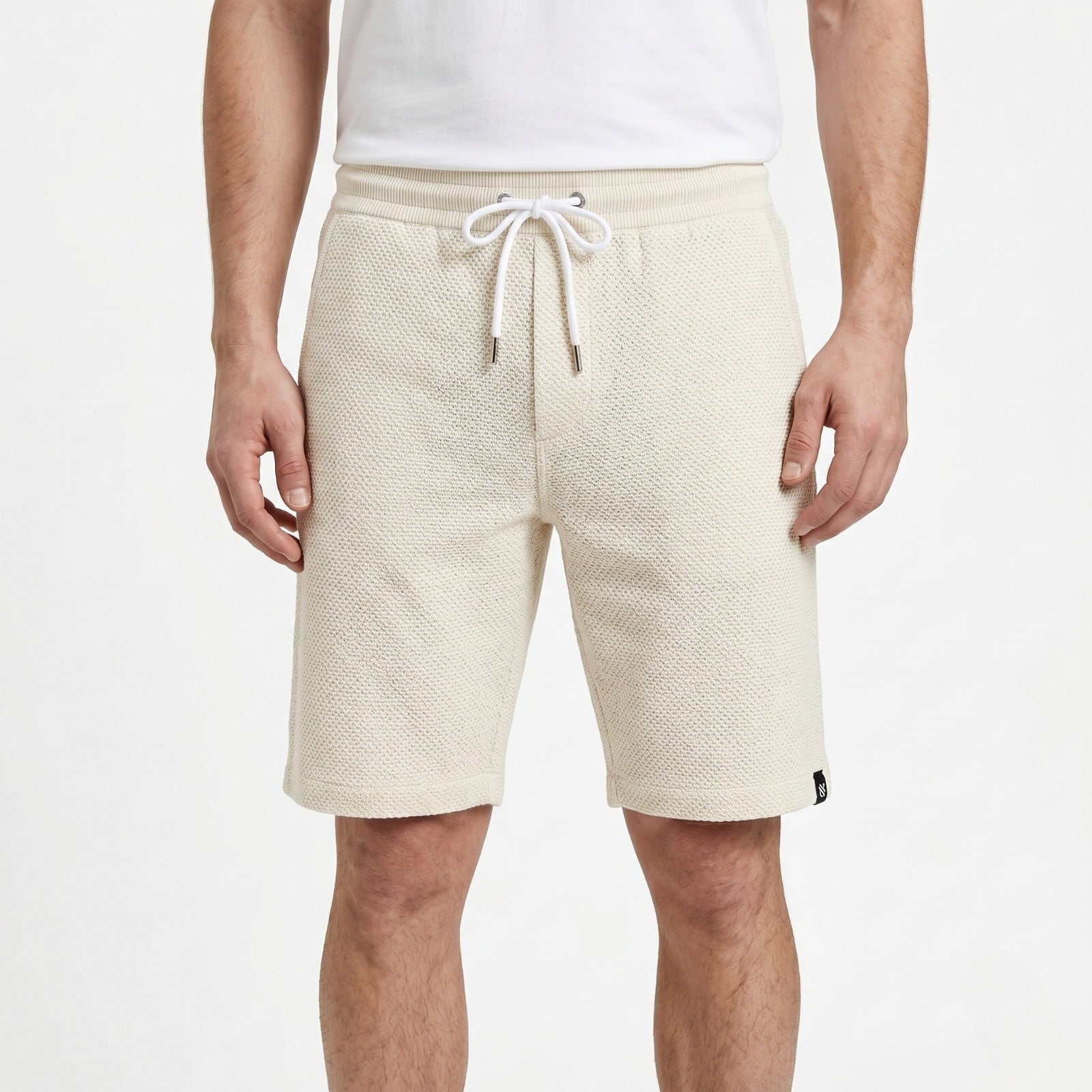Men's Grey Drawstring Lounge Shorts-4